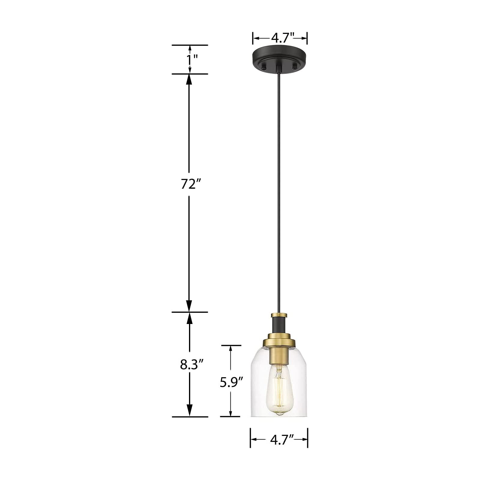 zeyu 2 Pack Modern Hanging Pendant Lights ZG33M1L-2 BK+BG